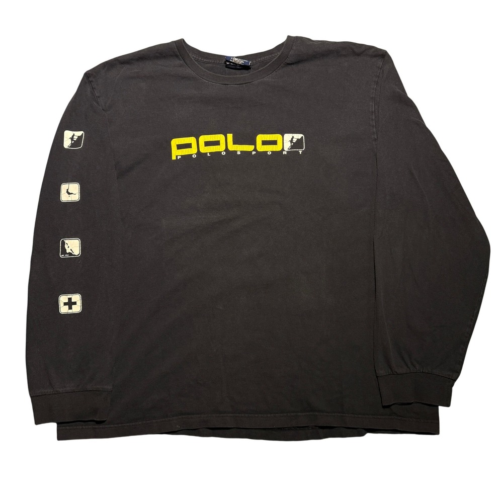 Polo Sport Ralph Lauren Black Long Sleeve Graphic Tee XL Climbing